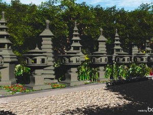 japanese stone lanterns 3D Model