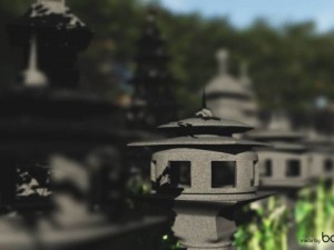 japanese stone lanterns 3D Model
