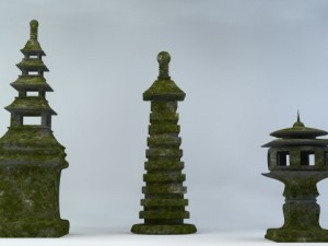 japanese stone lanterns 3D Model