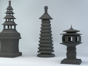 japanese stone lanterns 3D Model