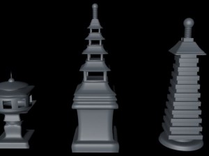japanese stone lanterns 3D Model