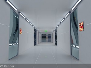 ultra modern futuristic data center Model 3D
