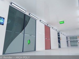 ultra modern futuristic data center Model 3D