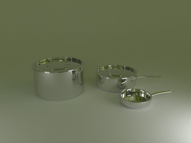 pots and pans 3D Model .c4d .max .obj .3ds .fbx .stl .blend 