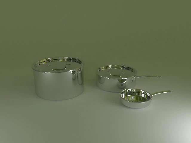鍋とフライパン 3Dモデル .c4d .max .obj .3ds .fbx .stl .blend 