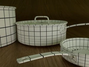 鍋とフライパン 3Dモデル