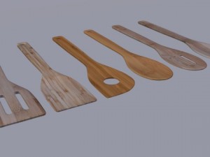 bamboo spatula and spoon collection Model 3D