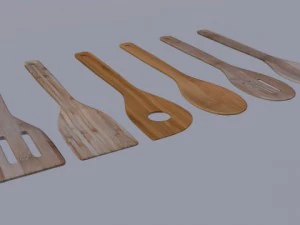 bamboo spatula and spoon collection 3D Model