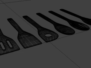 bamboo spatula and spoon collection 3D Model
