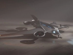 футуристическая сцена с самолетом 3D Модель