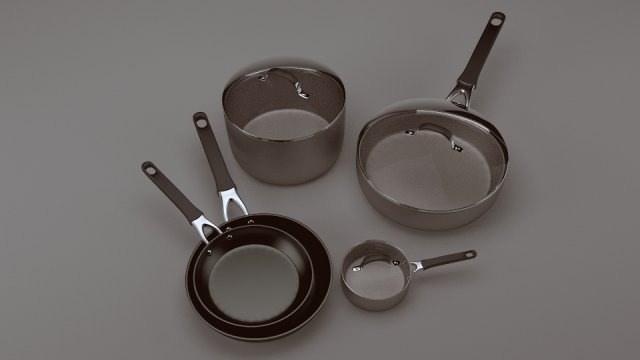 pots and pans set 2 3Dモデル .c4d .max .obj .3ds .fbx .stl .blend 