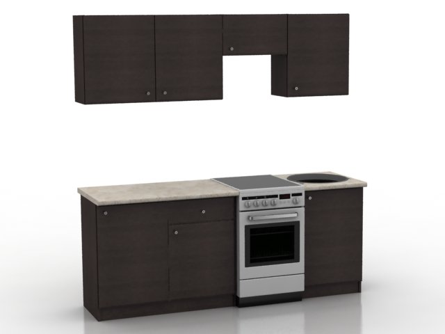 kitchen cabinet 3 3D Model .c4d .max .obj .3ds .fbx .stl .blend 