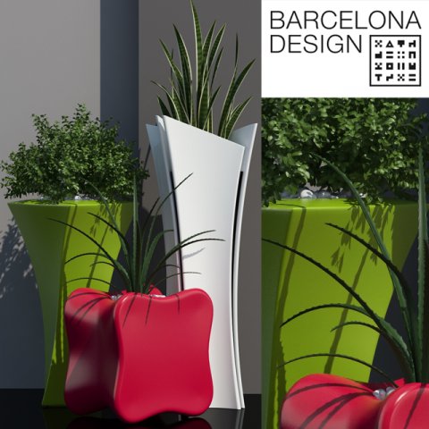 barcelona design flowerpots set 01 3D Model .c4d .max .obj .3ds .fbx .stl .blend