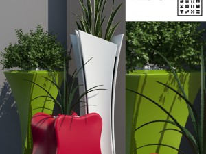 barcelona design flowerpots set 01 3D Model