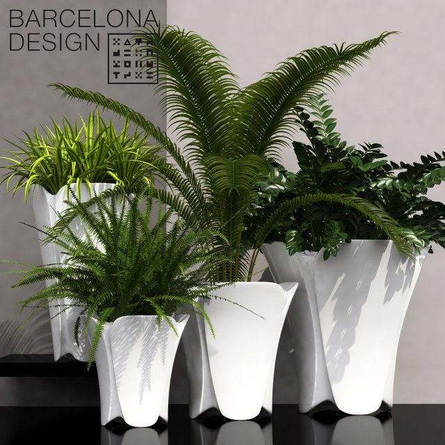 barcelona design flowerpots set 02 3D Model .c4d .max .obj .3ds .fbx .stl .blend 