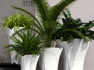 barcelona design flowerpots set 02 3D Model