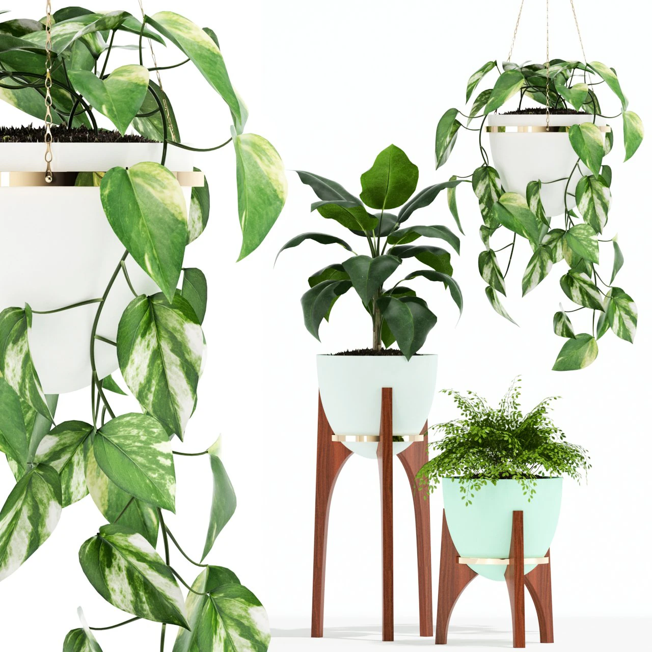 Plants collection 134 Retro Print Revival Planter 3D Model .c4d .max .obj .3ds .fbx .stl .blend 