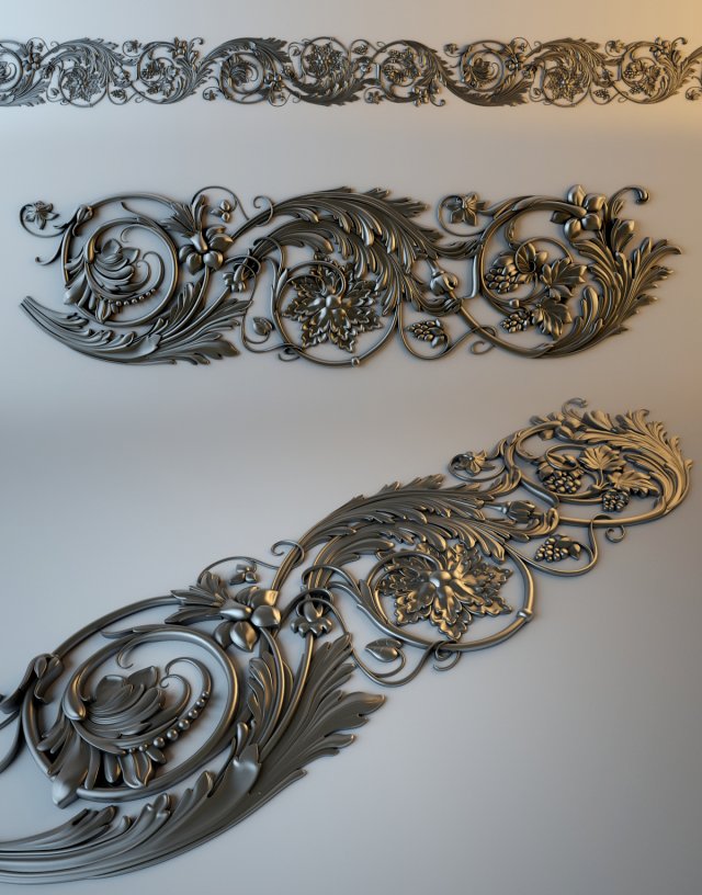 baroque ornament 3D Model .c4d .max .obj .3ds .fbx .stl .blend 