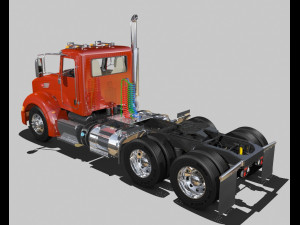 386 day cab semi truck 3D Model