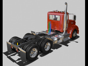 386 day cab semi truck 3D Model