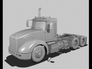 386 day cab semi truck 3D Model