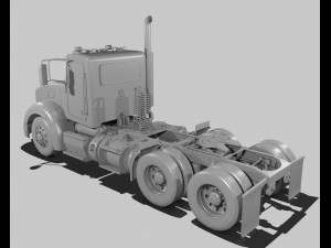 386 day cab semi truck 3D Model