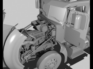 386 day cab semi truck 3D Model