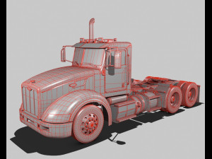 386 day cab semi truck 3D Model