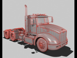 386 day cab semi truck 3D Model