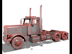 389 day cab semi truck 3Dモデル