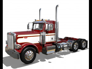389 day cab semi truck 3Dモデル