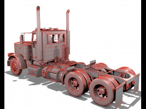 389 day cab semi truck 3Dモデル