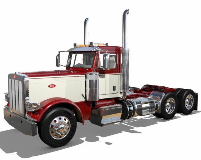 389 day cab semi truck 3Dモデル .c4d .max .obj .3ds .fbx .stl .blend 