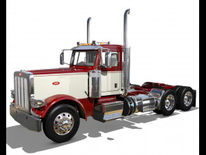 389 day cab semi truck Modello 3D