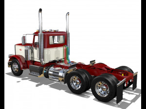 389 day cab semi truck 3Dモデル