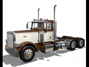 389 day cab semi truck 3Dモデル