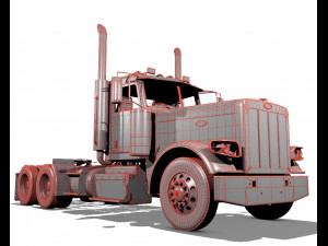 389 day cab semi truck 3Dモデル