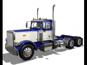389 day cab semi truck 3Dモデル