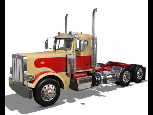 389 day cab semi truck 3Dモデル