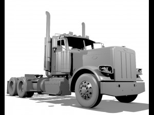 389 day cab semi truck 3Dモデル