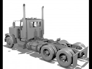 389 day cab semi truck 3Dモデル