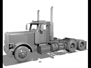 389 day cab semi truck 3Dモデル