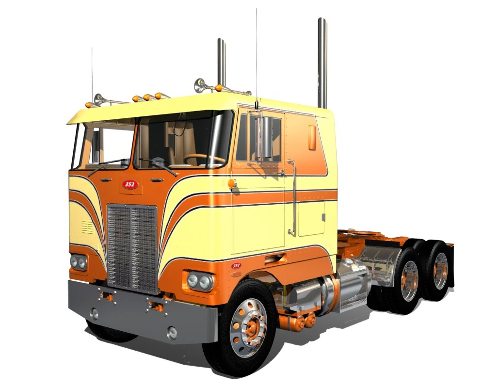 352 semi truck 3D Model .c4d .max .obj .3ds .fbx .stl .blend