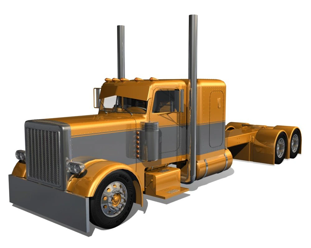 custom semi truck 3D Model .c4d .max .obj .3ds .fbx .stl .blend 