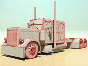custom semi truck Modèle 3D