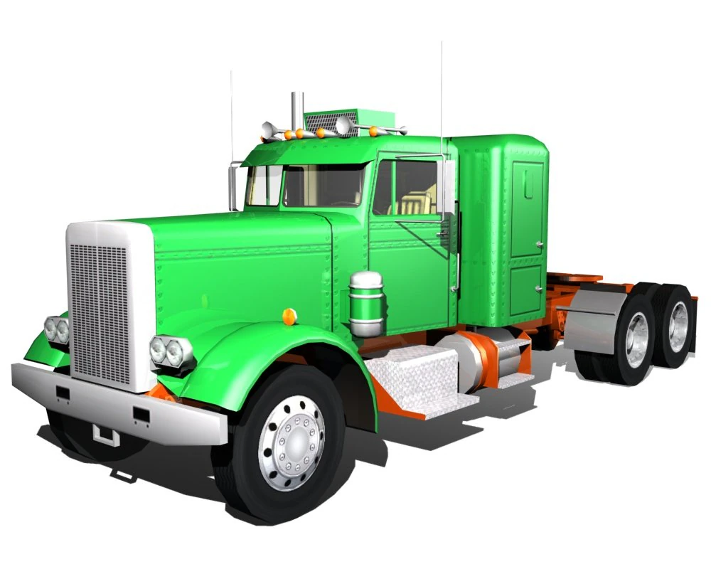 old semi truck 3D Model .c4d .max .obj .3ds .fbx .stl .blend 