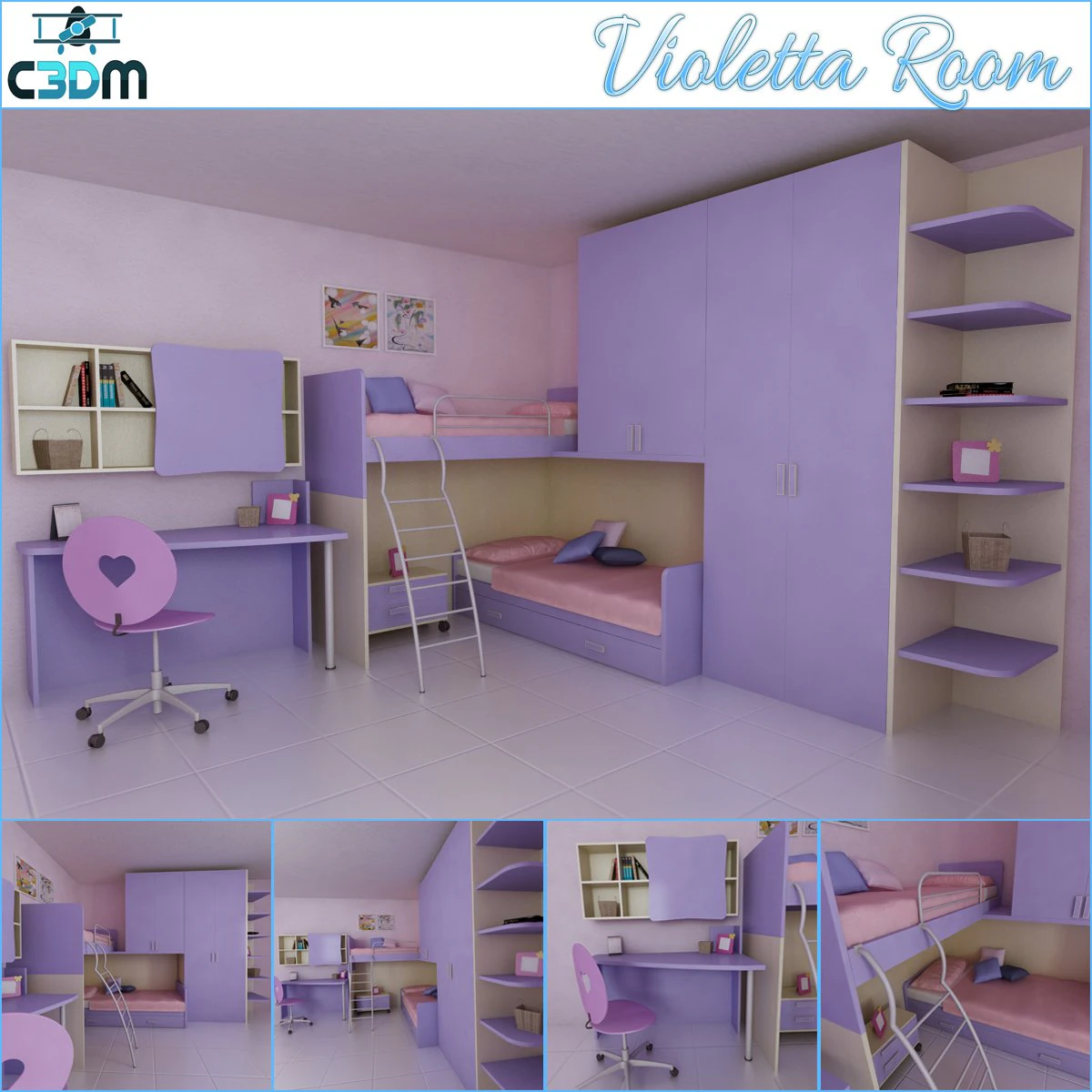 violetta kids room 3D Model .c4d .max .obj .3ds .fbx .stl .blend 