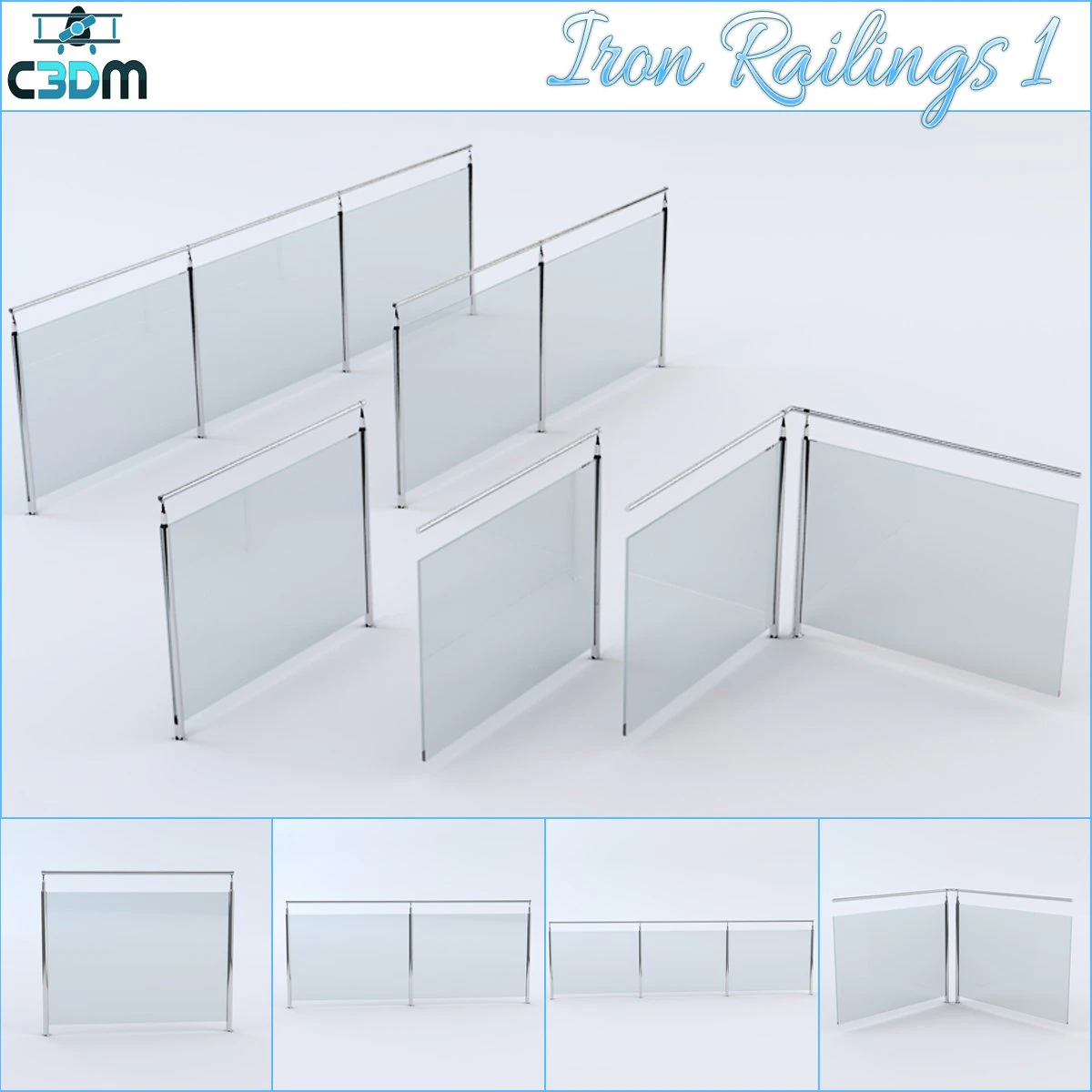 iron railings 1 3D Model .c4d .max .obj .3ds .fbx .stl .blend 