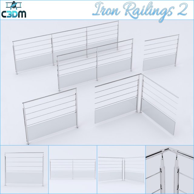 iron railings 2 3D Model .c4d .max .obj .3ds .fbx .stl .blend 