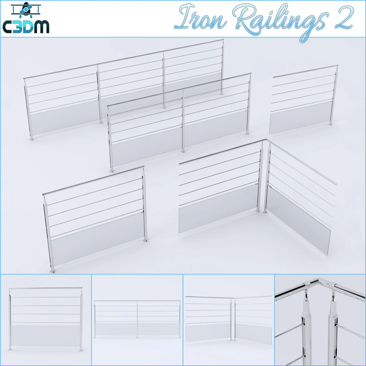 iron railings 2 3D Model .c4d .max .obj .3ds .fbx .stl .blend 